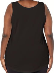 Casual Tank Top Solid Round Neck Medium Stretch