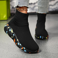 Breathable Flying Woven Boots Slip On Sock Shoes