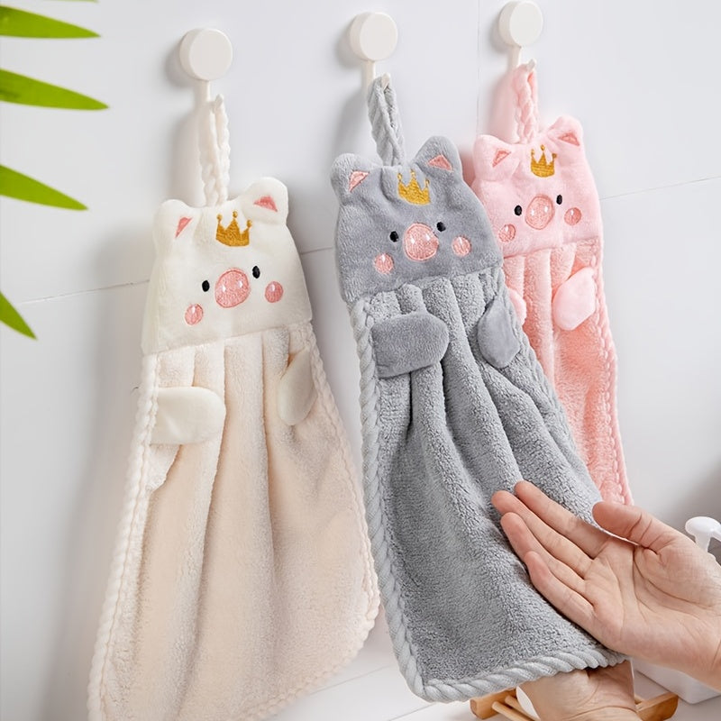 Cartoon Piggy Hanging Towel Soft Cotton Fingertip Towel