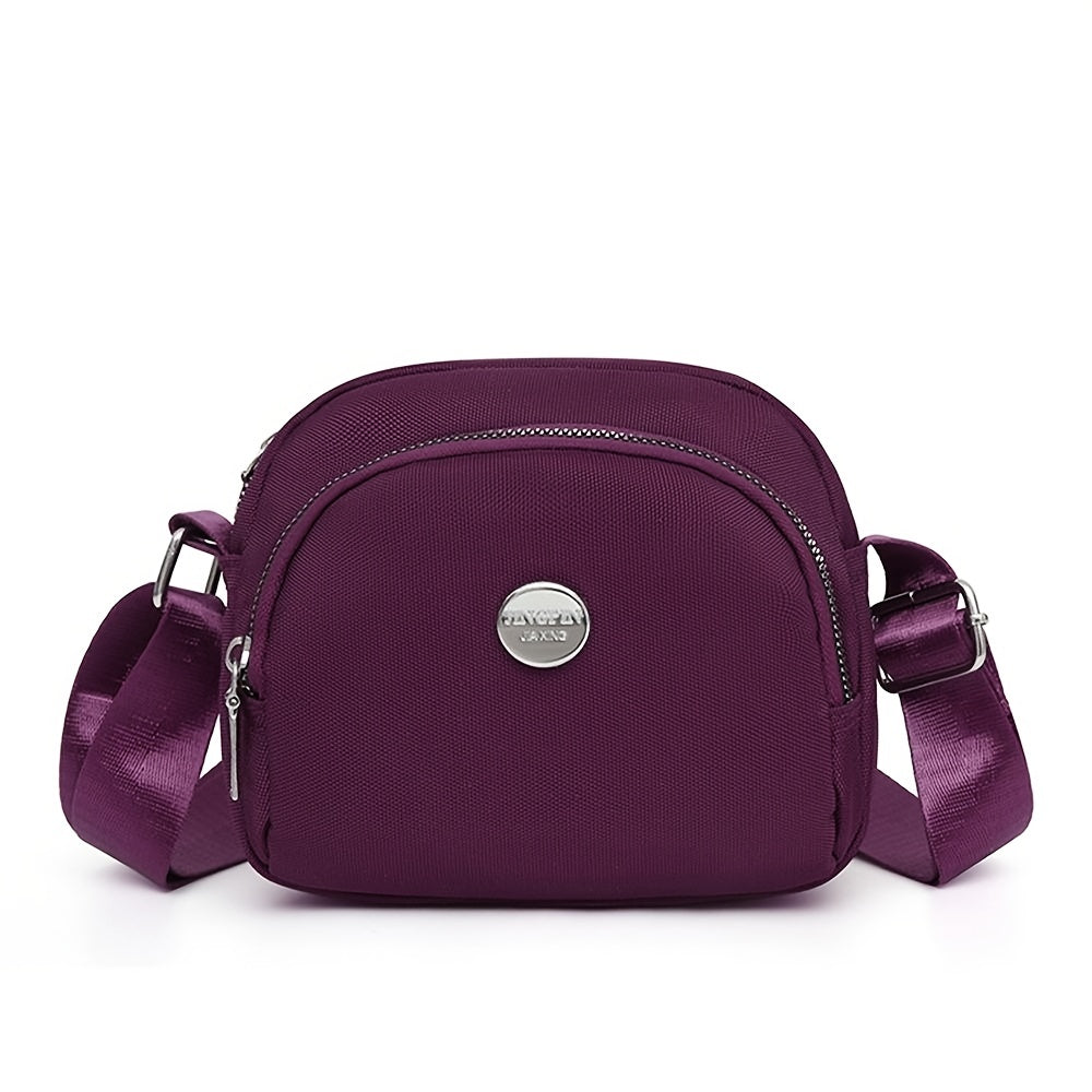 Nylon Metal Crossbody Bag Small Zipper Shoulder Bag Casual Phone Purse