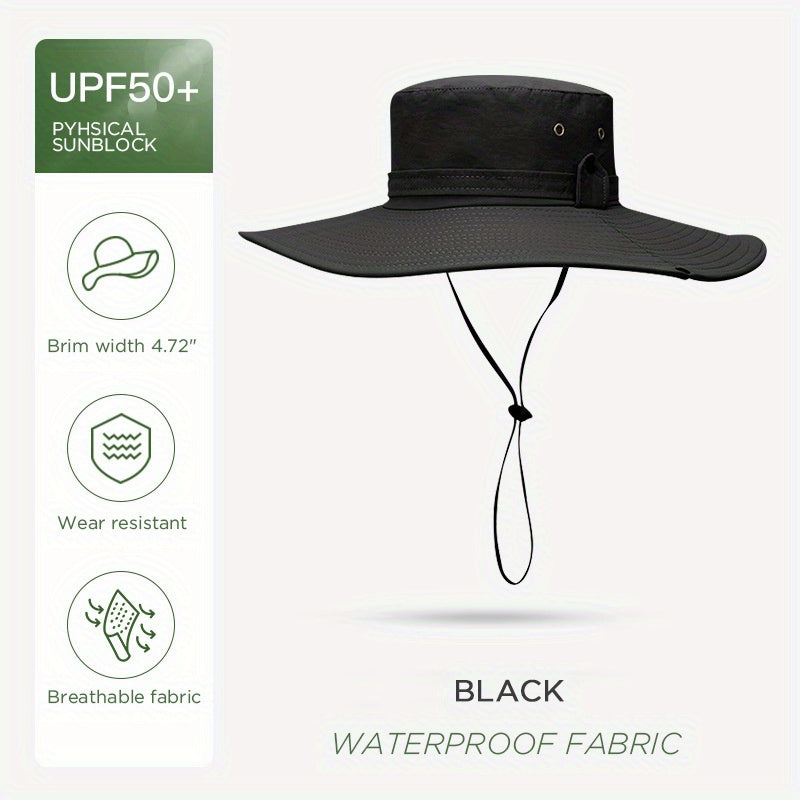 UV Protection Waterproof Wide Brim Bucket Hat for Outdoor Sports