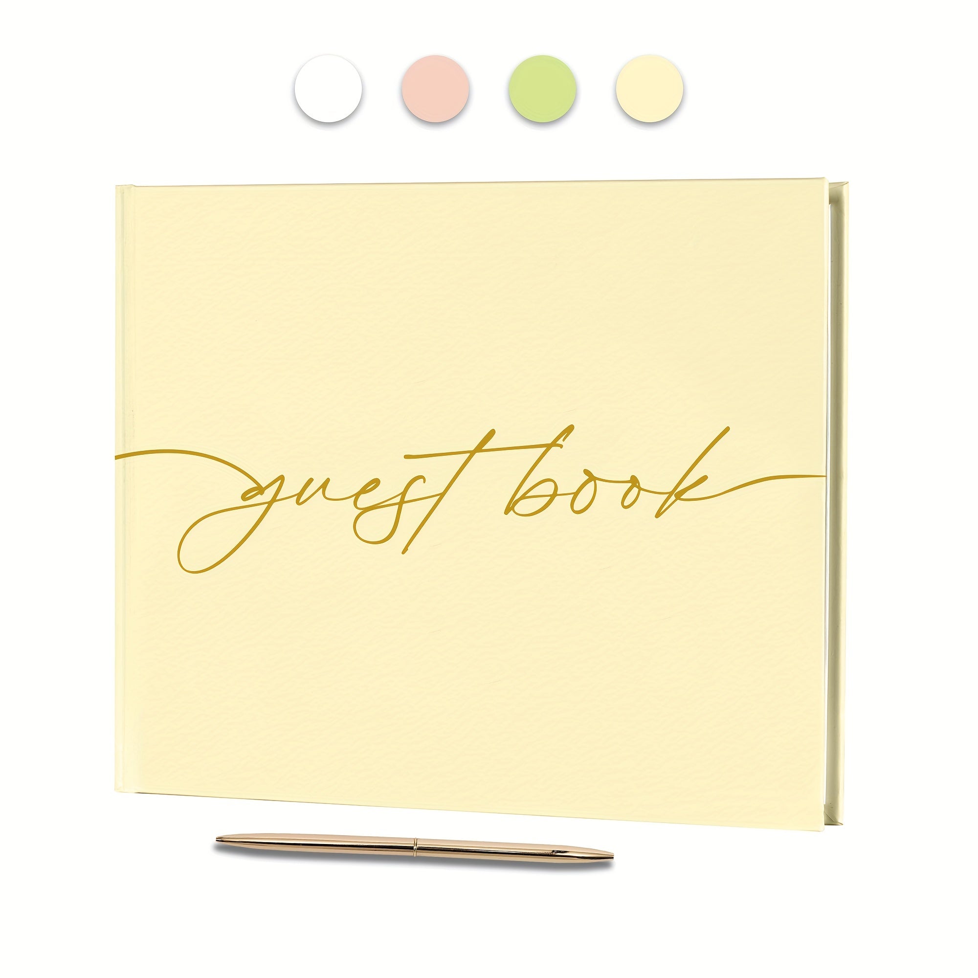 Wedding Guest Book With Pen & Sign Golden Foil Lettering Hardcover Palaroid