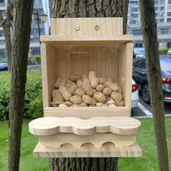 Wooden Squirrel House for Fall Garden Decor