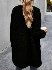 Women's Fluffy Winter Fur Coat with Crew Neck