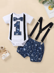 Star Print Overalls Set for 1st Birthday Party
