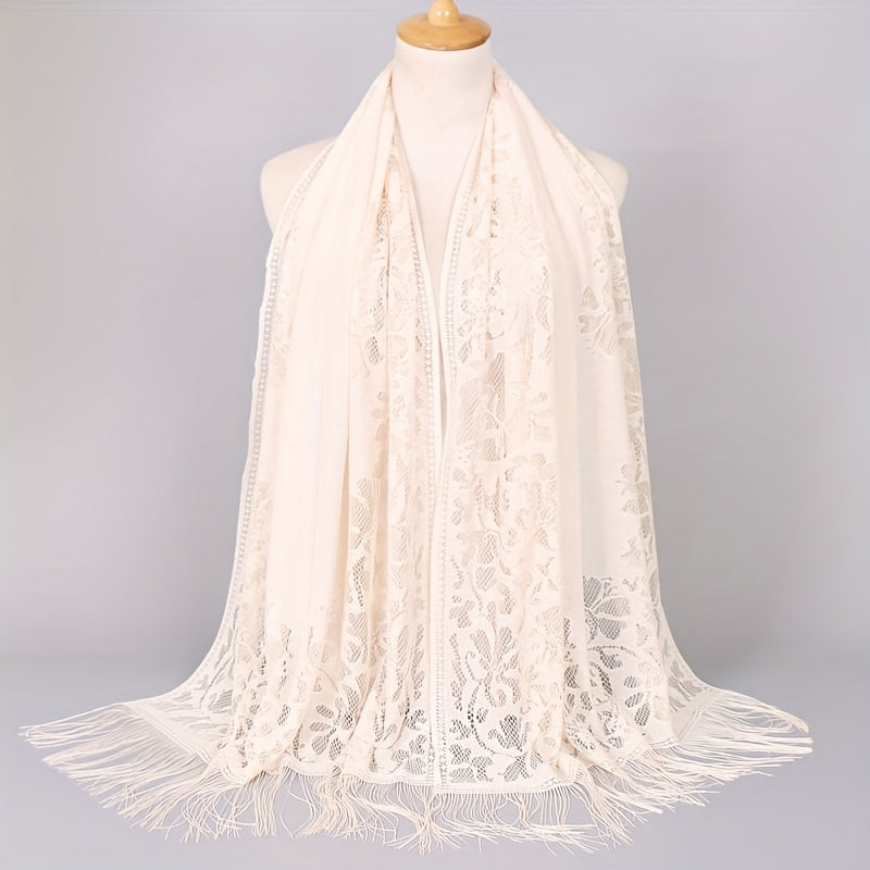 Long Tassel Shawl Solid Flower Wrap Dress Scarf
