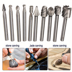 10pcs PMMJ Carving Bits Set for Rotary Tool Accessories 1/8in 3mm