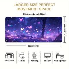 Purple Butterfly Large Mouse Pad Extended Desk Pad Non Slip Rubber Base