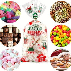50pcs Christmas Cellophane Treat Bags 12 8x27 0cm with 50pcs Ties