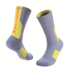 Men's Non-Slip Crew Socks - Basketball Wear-Resistant Polyester Socks