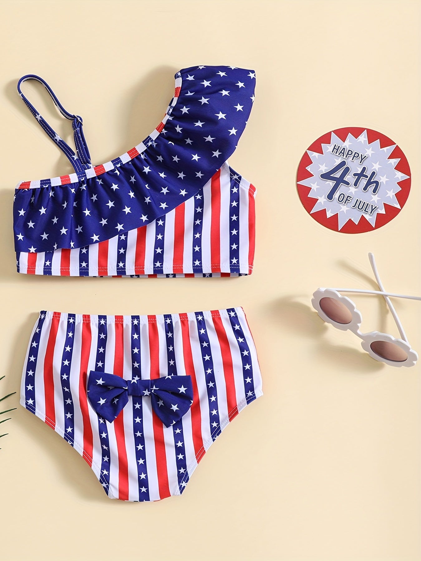 Girls' Patriotic Ruffled Cami & Shorts Set for Summer & Celebrations