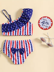 Girls' Patriotic Ruffled Cami & Shorts Set for Summer & Celebrations