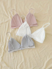 3 Pcs Girls Bralette Spaghetti Strap V Neck Padded Wire A B Cups Hook Closure