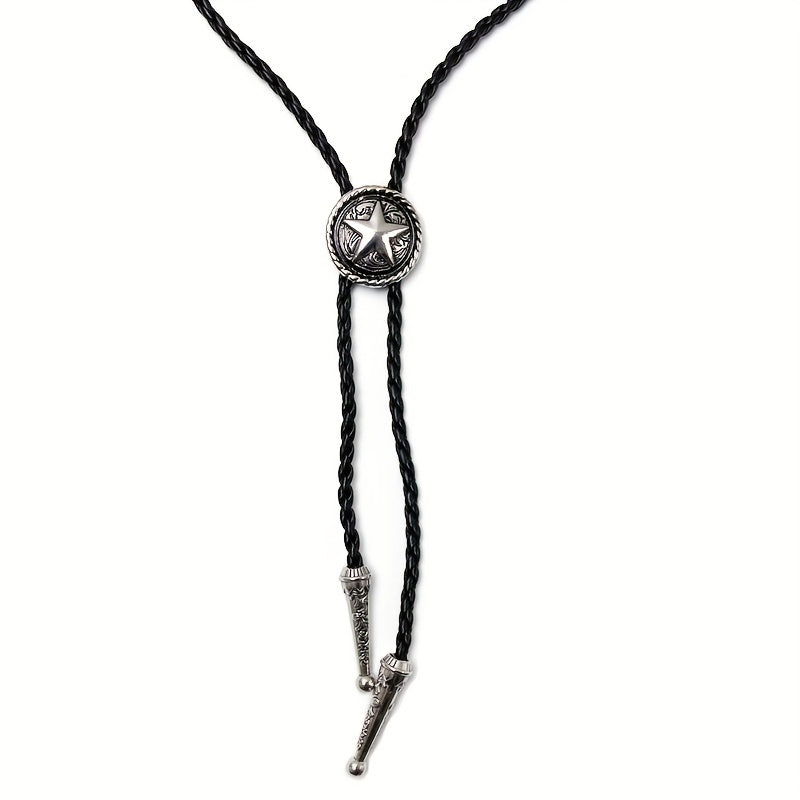 Retro Pentagram Pendant Buckle Necktie for Men and Women