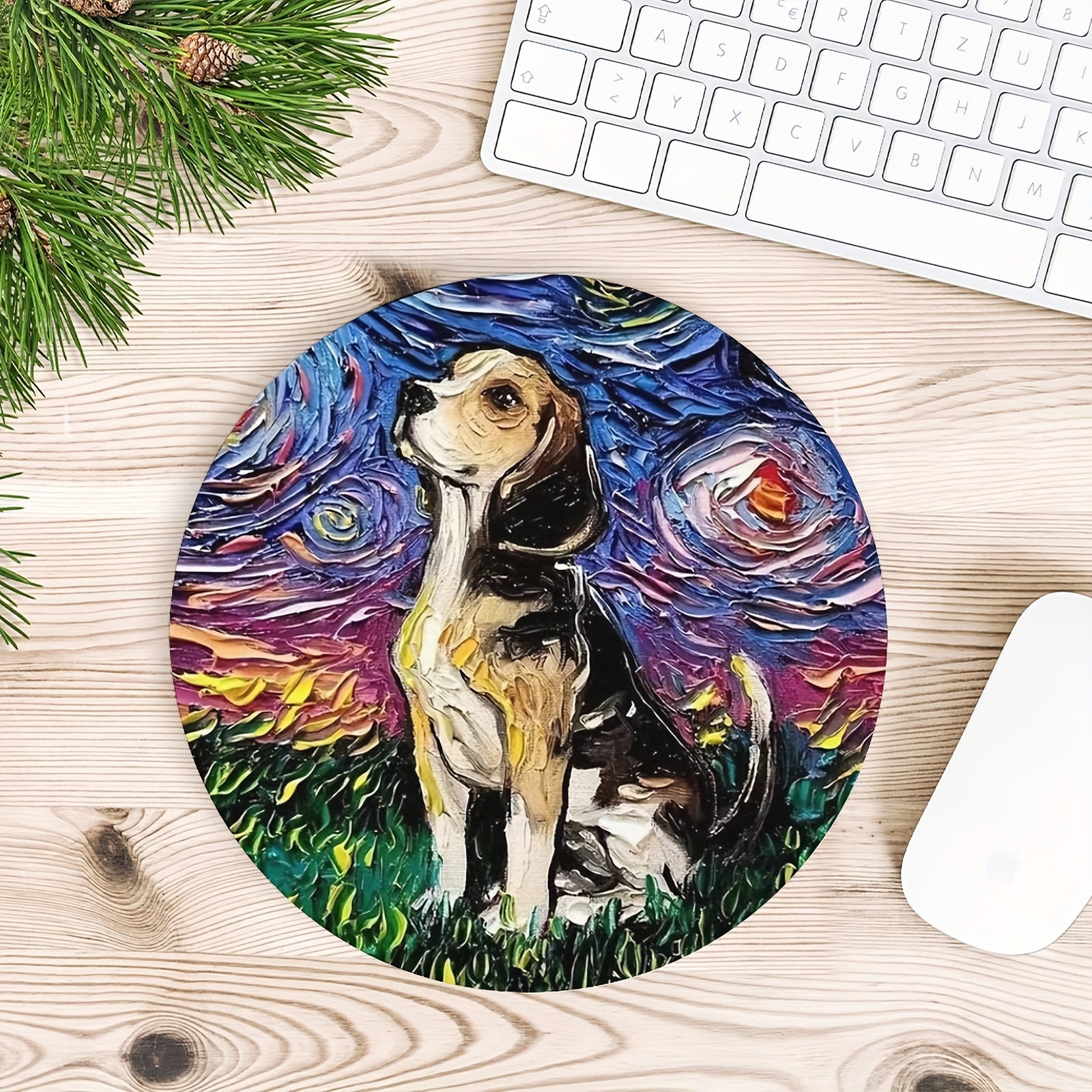Puppy Round Mouse Pad Non-slip Rubber Base Small Size