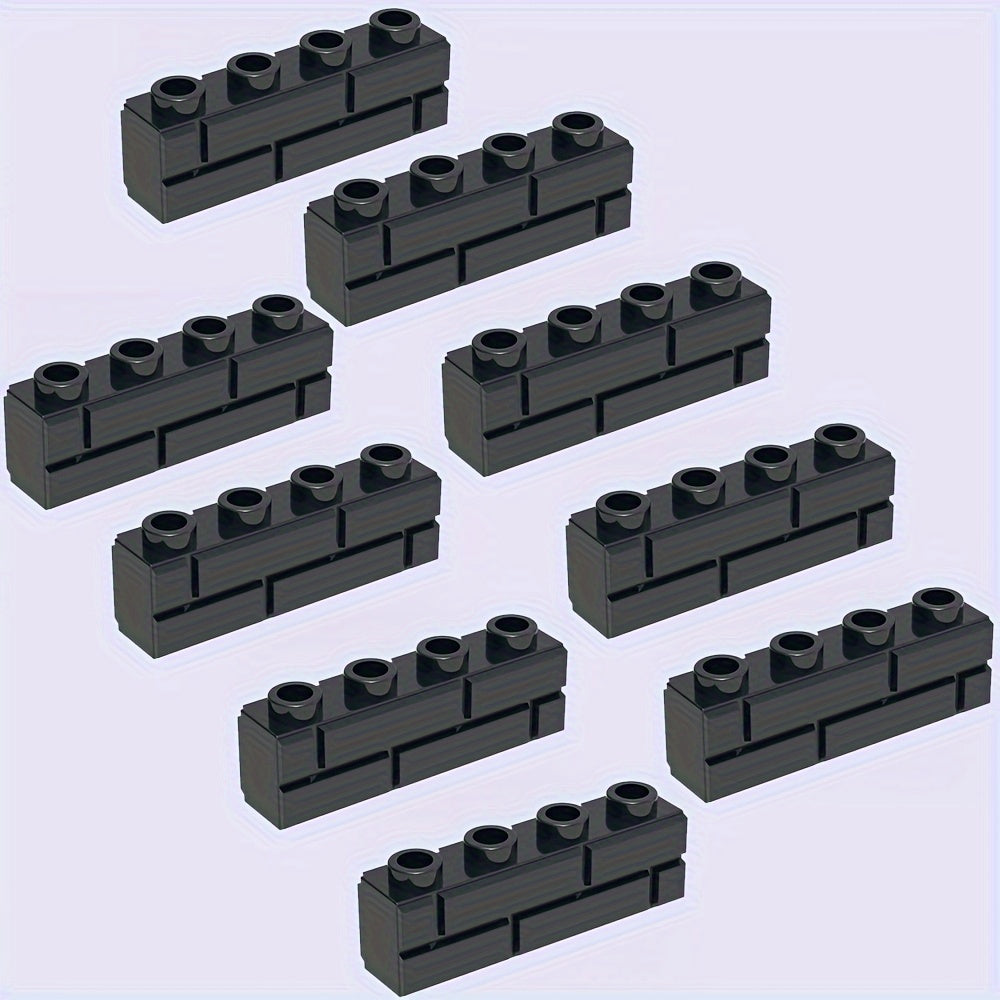 9pcs Building Blocks 1X4 Ten Colors Castle Wall Tiles Two Lattice Bricks