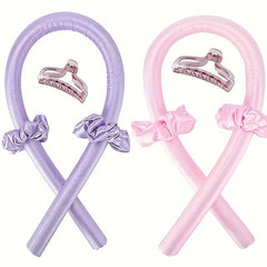 4pcs Heatless Hair Curling Rods Headband Over Night Hair Styling Kit Girls