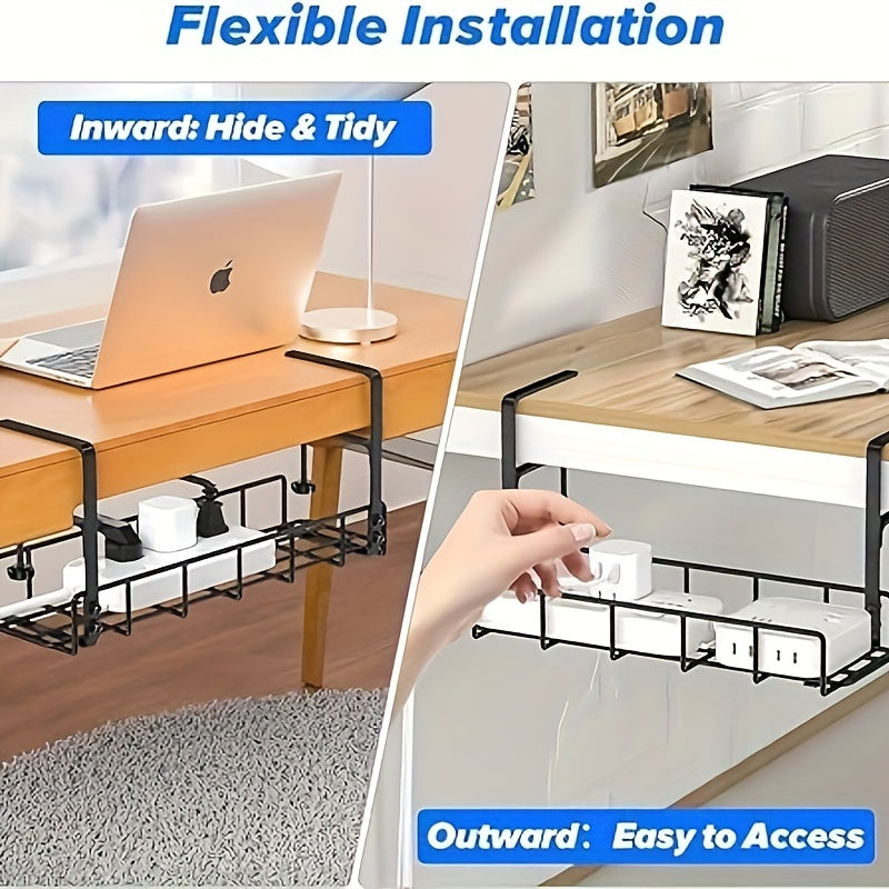 Cable Management Under Desk No Drill Cord Organizer Tray