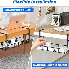Cable Management Under Desk No Drill Cord Organizer Tray