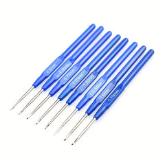 8pcs Small Crochet Hooks Steel Needles Kit Lace Crochets Set Plastic Handle