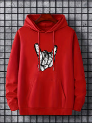 Rock Gesture Pattern Men's Hooded Sweatshirt