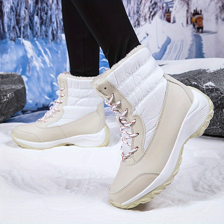 Women's Winter Snow Boots Waterproof Faux Fur Lined Thermal Mid Calf Booties