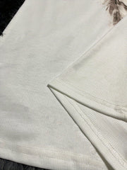 Feather Print Button Front Tank Top