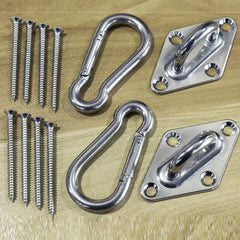 304 Stainless Hammock Hanging Kit with 2 Rhombus Pad Eyes