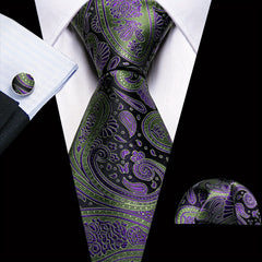 Barry Wang Men's Silver Grey Paisley Necktie Set
