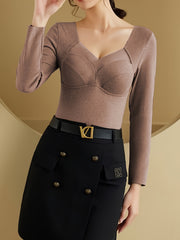 3pcs Long Sleeve Thermal Tops V Neck Padded Base Top