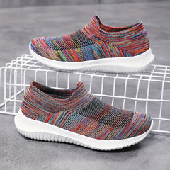 Colorful Knitted Mesh Breathable Running Shoes