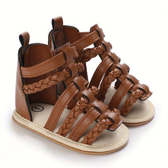 Baby Girls Open Toe Sandals Anti-Skid Soft Sole Strappy Sandals