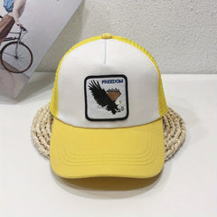 FREEDOM Eagle Patch Trucker Hat Embroidery Mesh Baseball Cap
