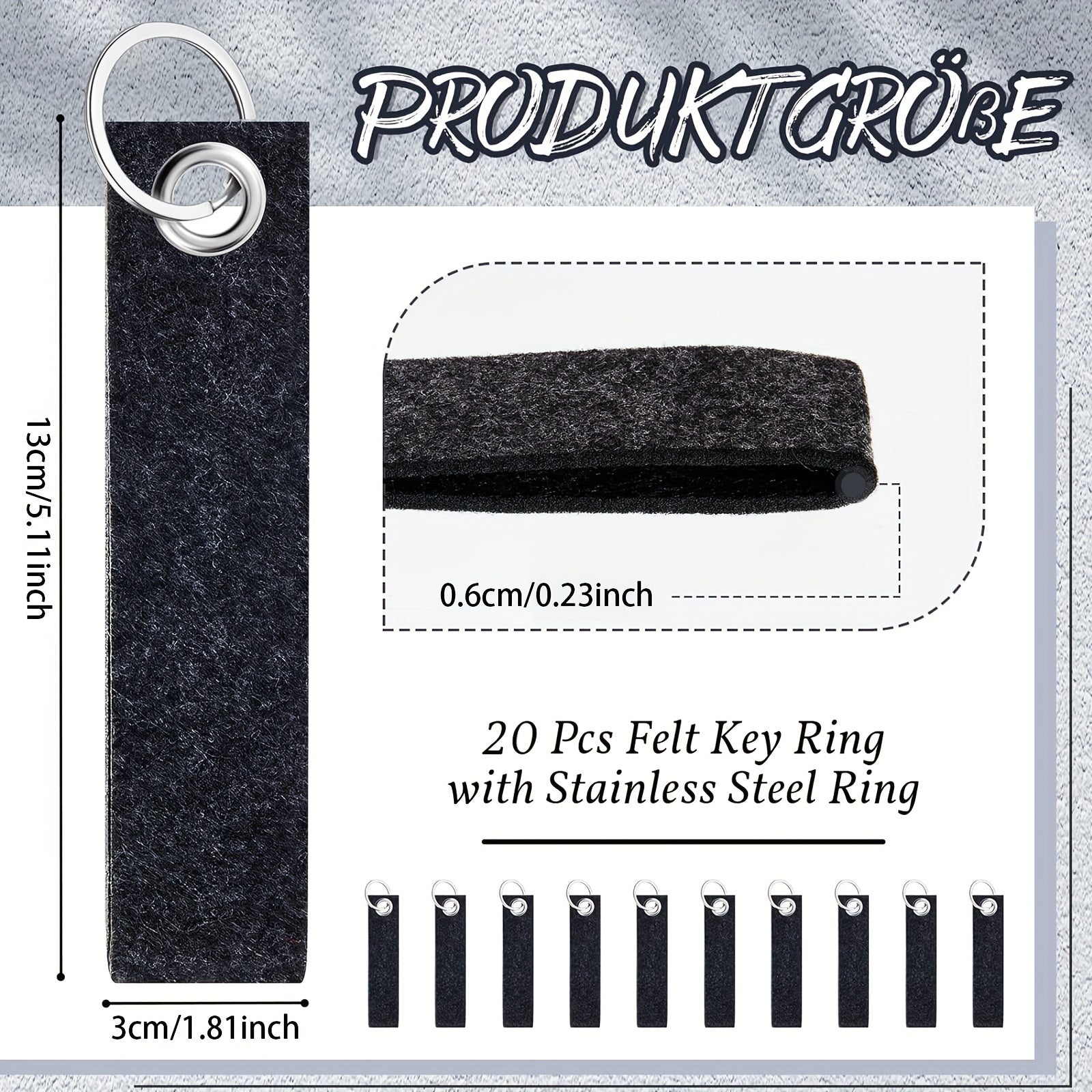 20pcs Felt Keychains With Stainless Steel Ring DIY Decorative Crafts Keychain