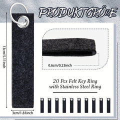 20pcs Felt Keychains With Stainless Steel Ring DIY Decorative Crafts Keychain
