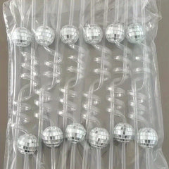 12 Reusable Disco Ball Straws for Party Decorations and Home Bar Use
