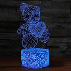 3D Bear Night Light For Kids 16 Colors Changing Remote Control