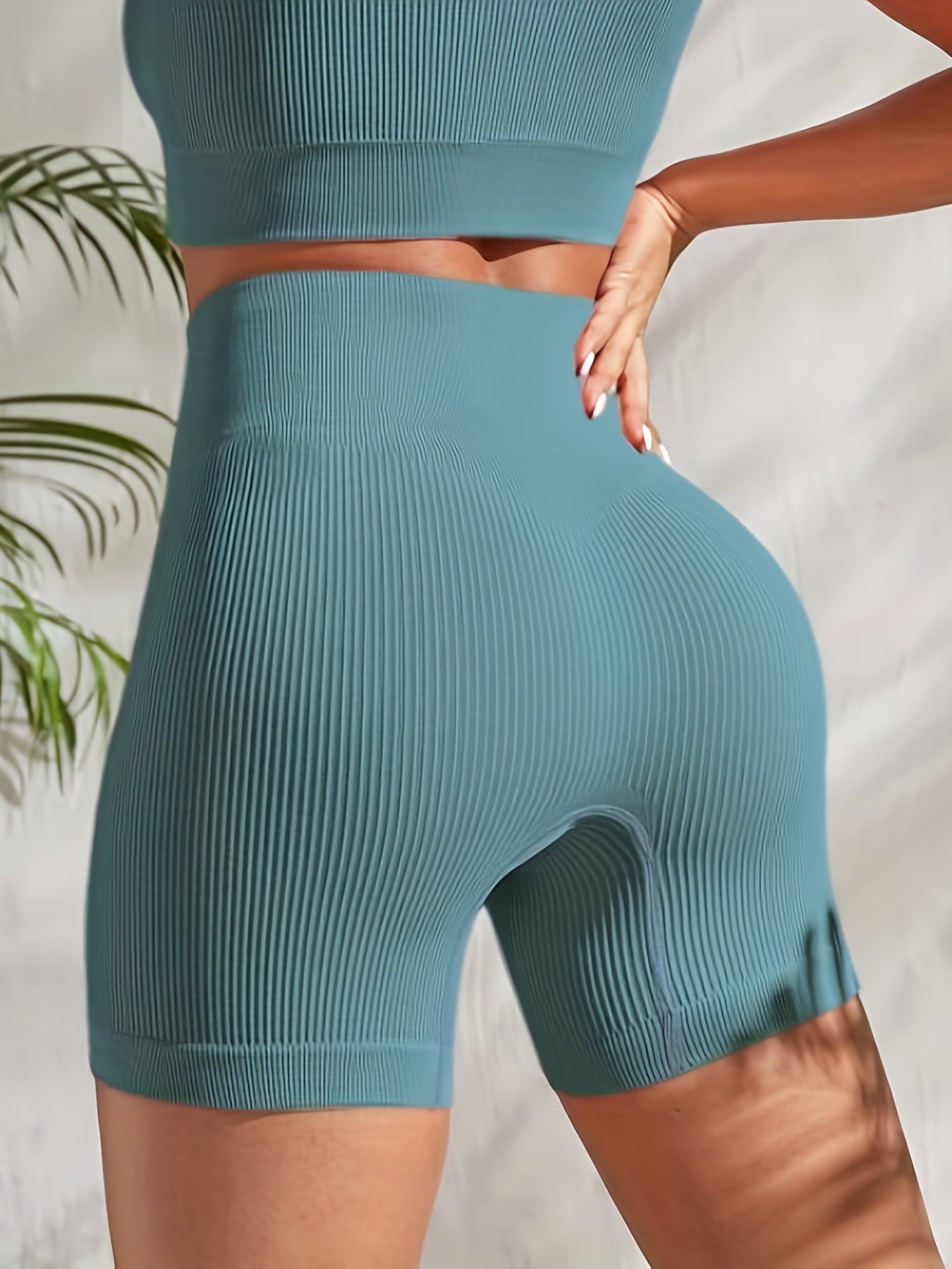 Ribbed High Waist Yoga Athletic Shorts for Women