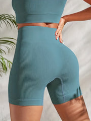 Ribbed High Waist Yoga Athletic Shorts for Women