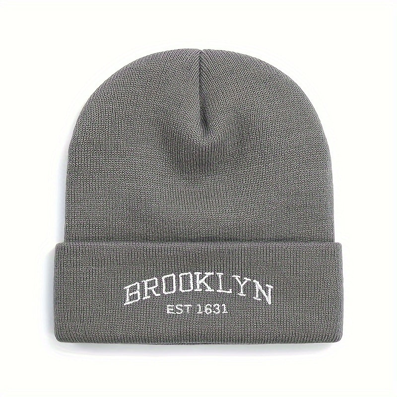 Unisex BROOKLYN Embroidered Knit Hat for Autumn and Winter