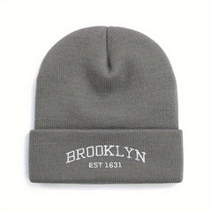Unisex BROOKLYN Embroidered Knit Hat for Autumn and Winter