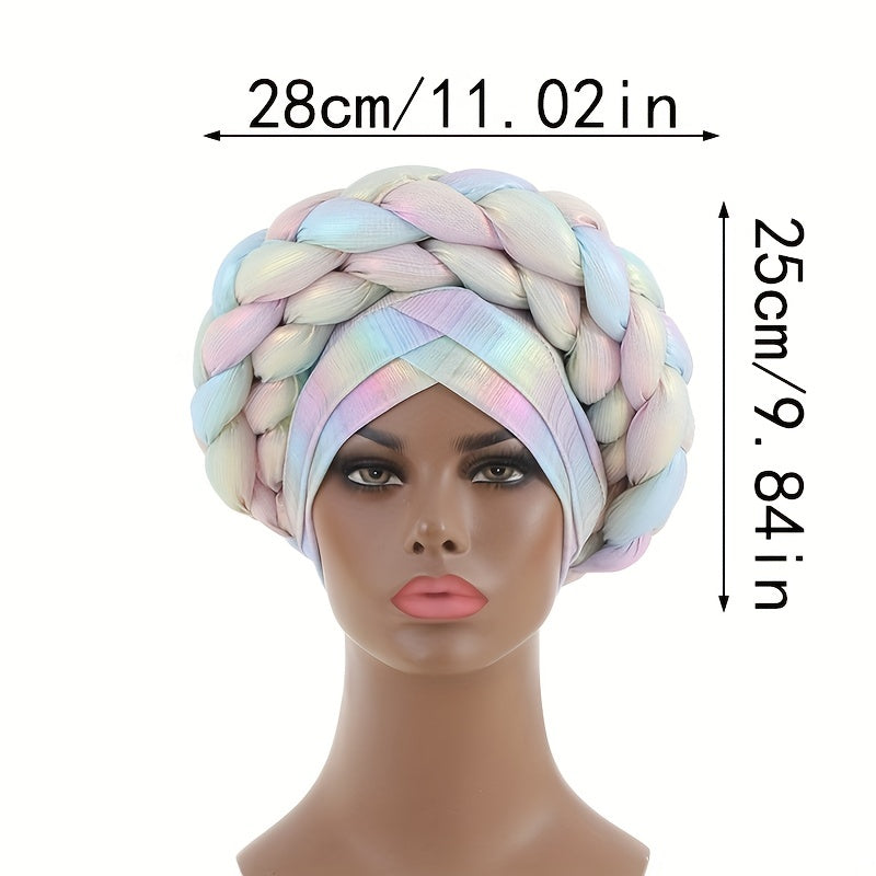 Gradient Turban Cap Double layer Braided Hijab Hat