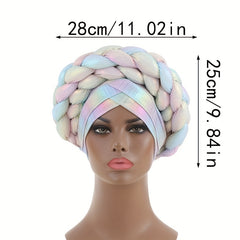 Gradient Turban Cap Double layer Braided Hijab Hat