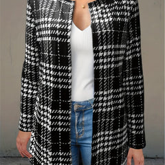 Plaid Print Crew Neck Jacket for Women