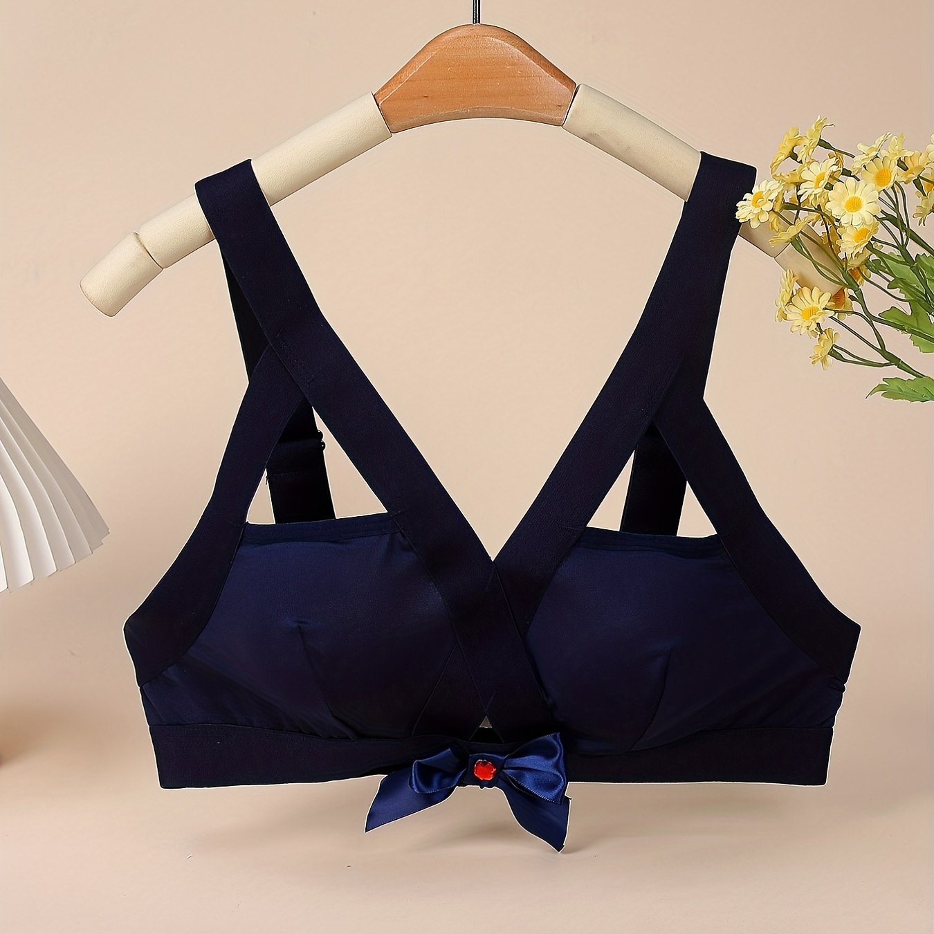 Sexy Bra with Bow Knot Cut Out Full Coverage Crisscross