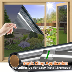 Privacy Mirror Window Film Anti UV Static Cling Heat Control Tint