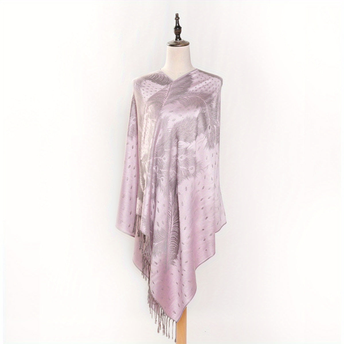 Vintage Paisley Jacquard Large Shawl Tassel Cape Women