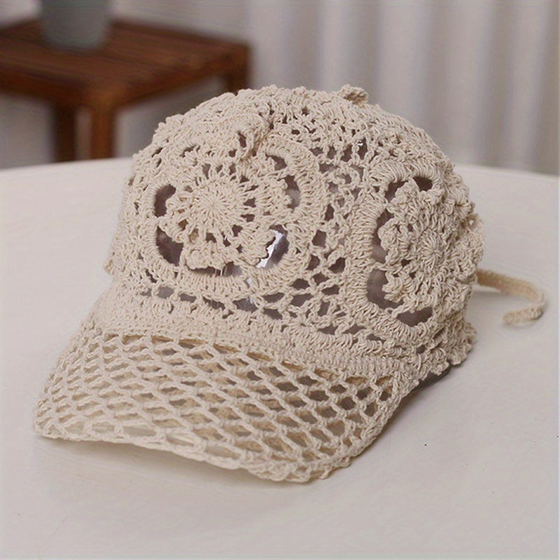 Hollow Out Baseball Cap Crochet Sun Hat Adjustable Dad Hats For Women