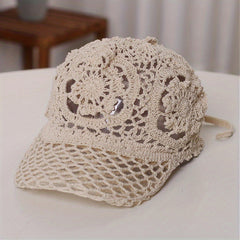 Hollow Out Baseball Cap Crochet Sun Hat Adjustable Dad Hats For Women