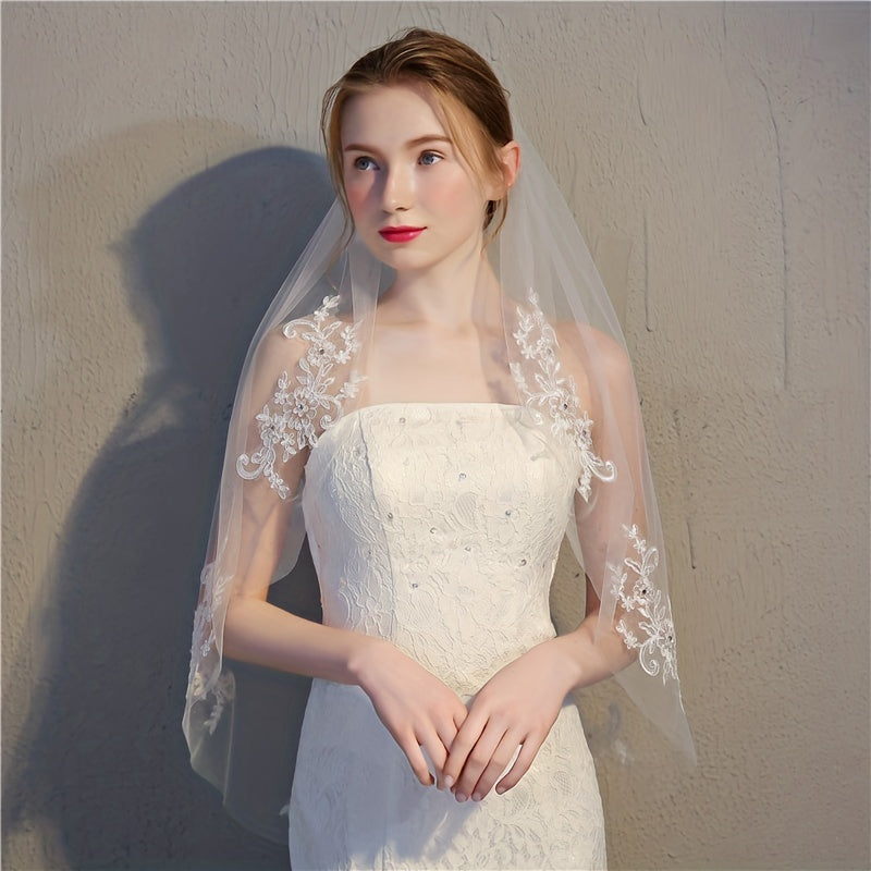 Lace Edge Bridal Wedding Veil 1 Tier Veil With Comb Wedding Accessories